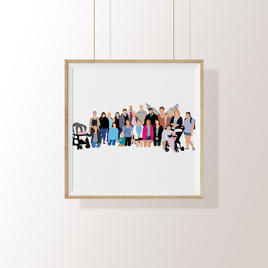 Large family faceless digital portrait